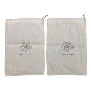 Charlotte Olympia Beige Cotton Drawstring Shoe Dust Bag 15x10 Designer Storage